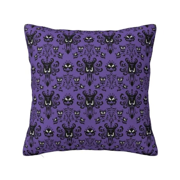 NEW Haunted Mansion Purple Wallpaper Foolish Mortal 16x16 Throw Pillow Included! - Picture 1 of 8